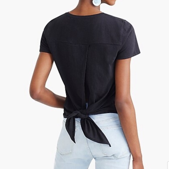 J. Crew Tops - J Crew Black Tie Back Crew Neck T-Shirt